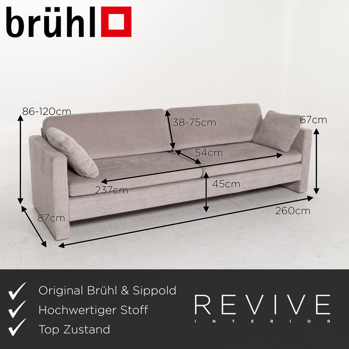 Brühl Alba Stoff Sofa Garnitur Grau 1x Dreisitzer 3x Sessel #13358