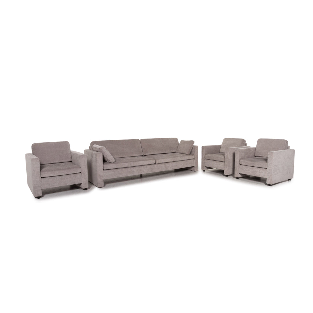 Brühl Alba Stoff Sofa Garnitur Grau 1x Dreisitzer 3x Sessel #13358