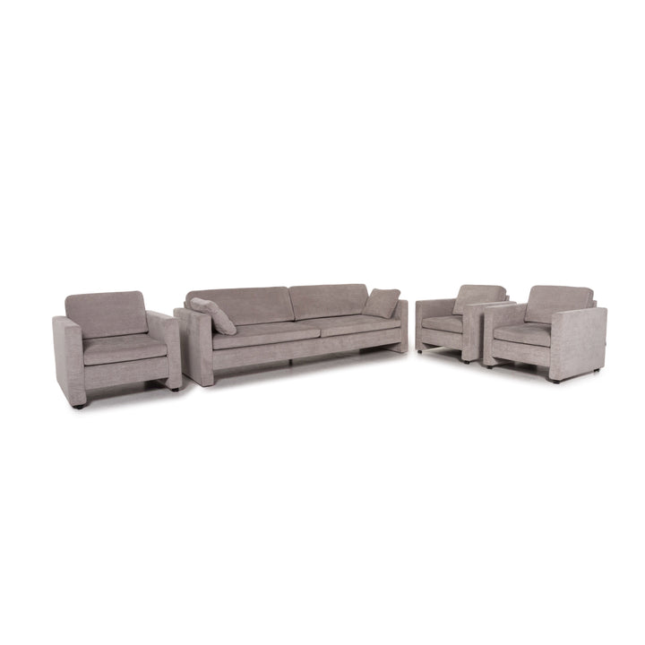 Brühl Alba Stoff Sofa Garnitur Grau 1x Dreisitzer 3x Sessel #13358