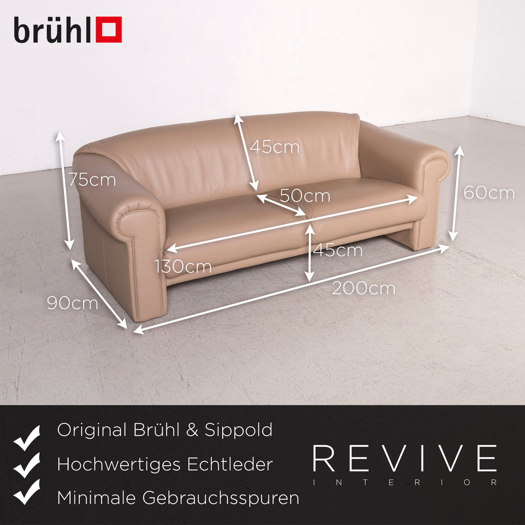 Brühl Ampiezza Designer Leder Sofa Garnitur Cognac Dreisitzer Zweisitzer Echtleder Couch #8491