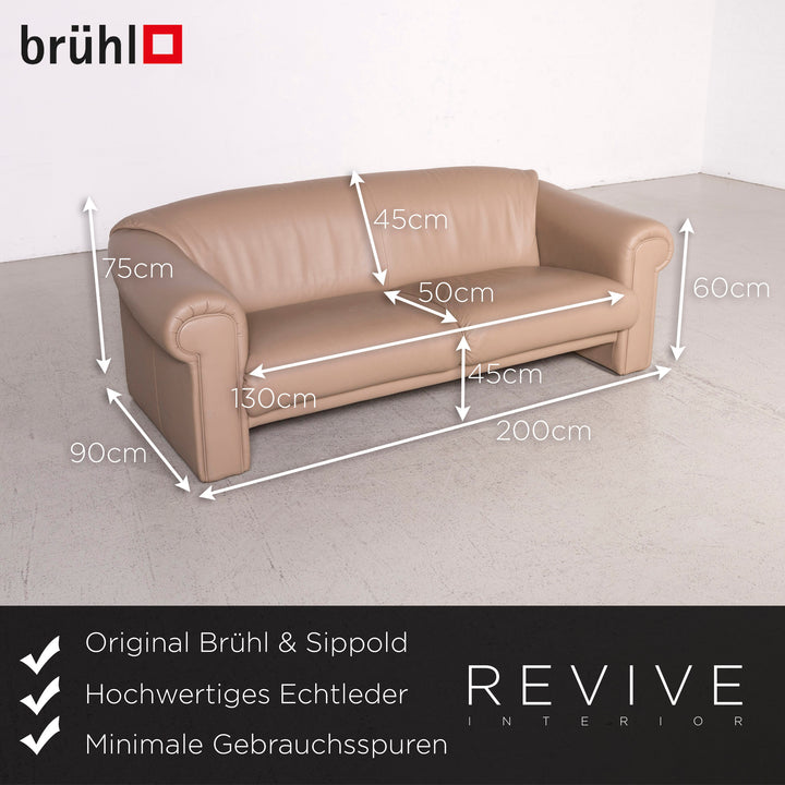 Brühl Ampiezza Designer Leder Sofa Garnitur Cognac Dreisitzer Zweisitzer Echtleder Couch #8491