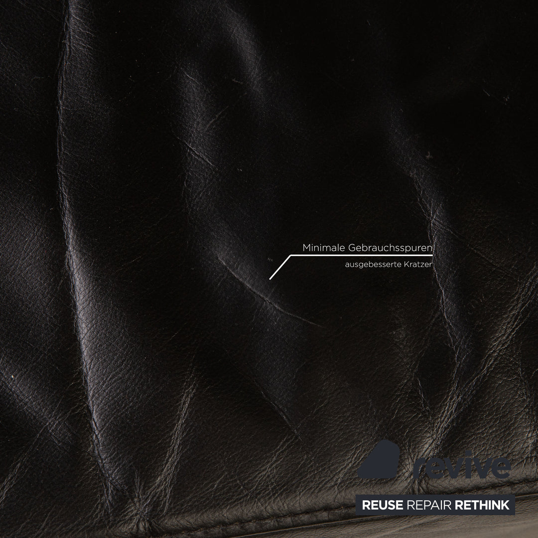 Brühl & Sippold Blanche Leder Sofa Schwarz Dreisitzer Couch