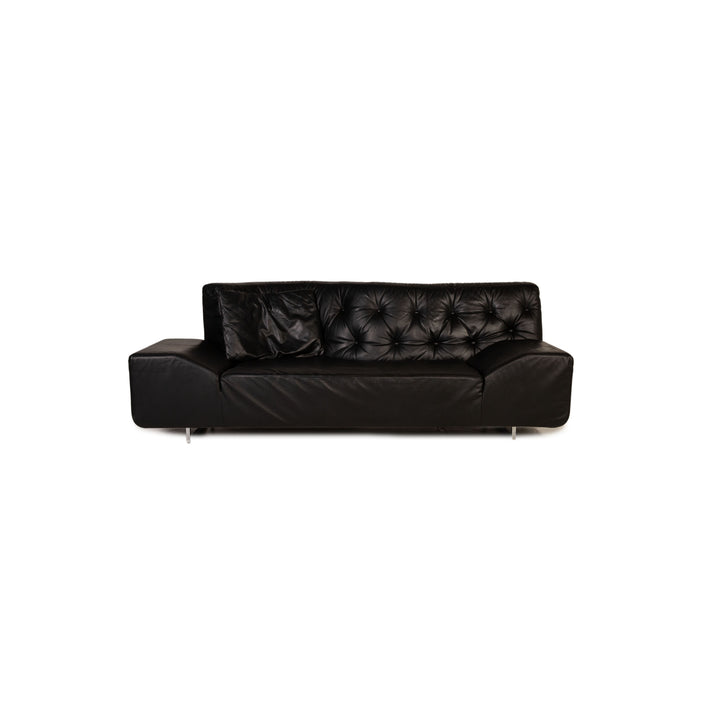 Brühl & Sippold Blanche Leder Sofa Schwarz Dreisitzer Couch