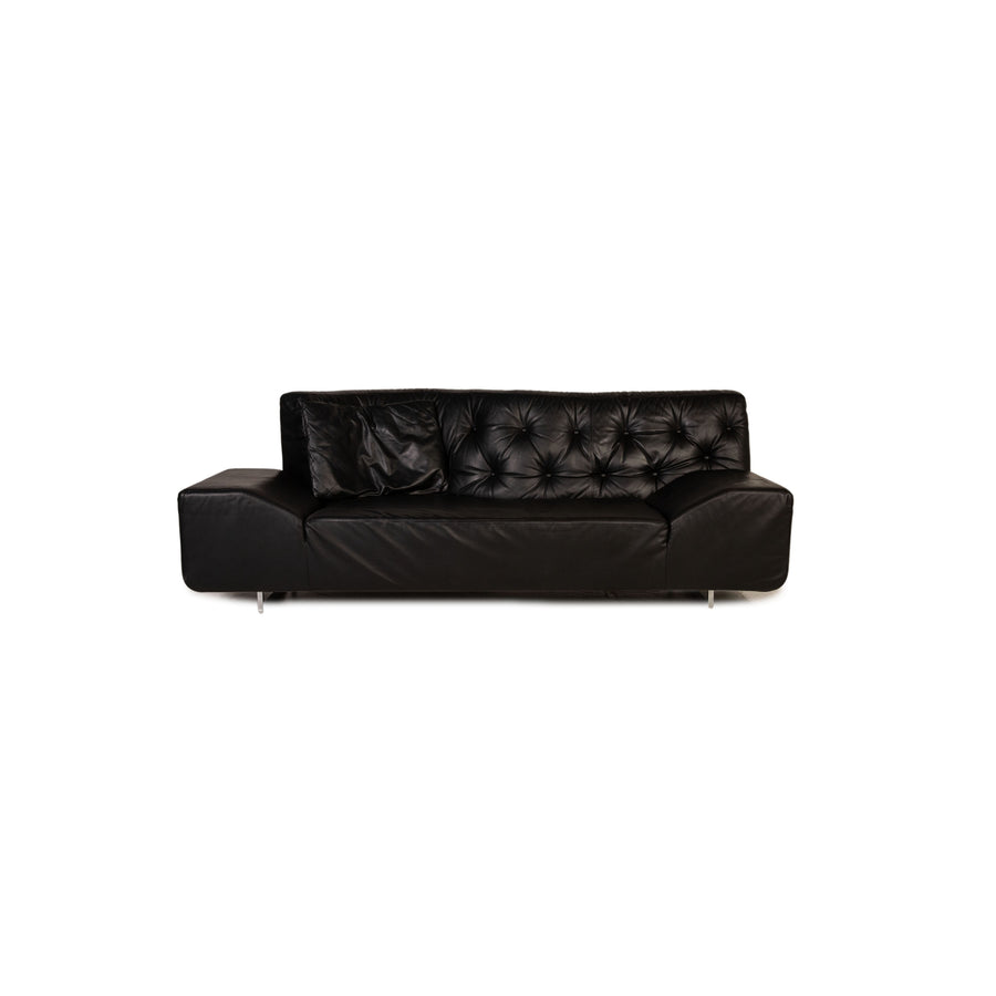 Brühl & Sippold Blanche Leder Sofa Schwarz Dreisitzer Couch