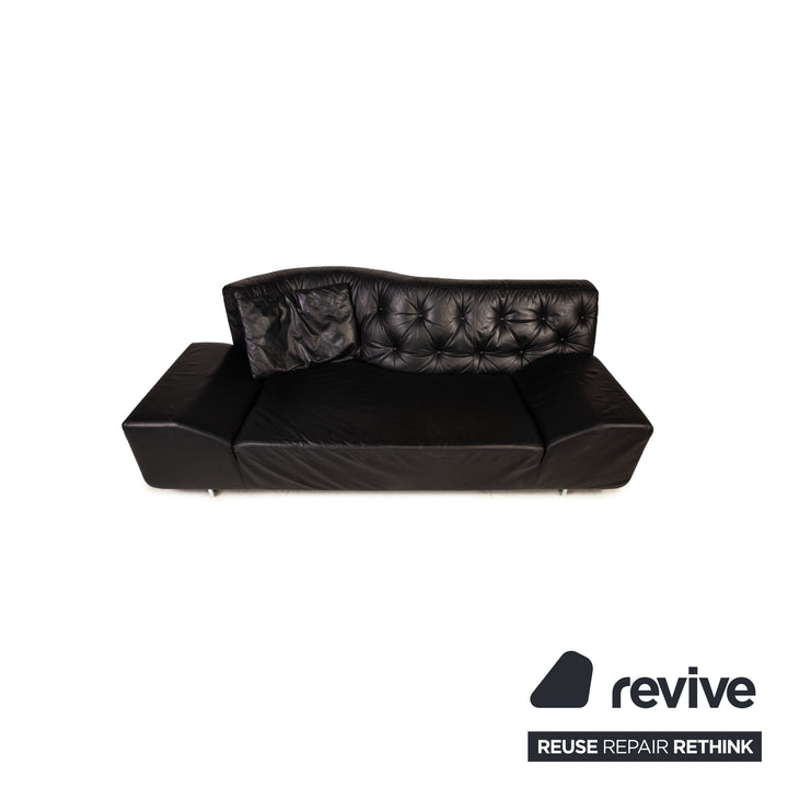 Brühl & Sippold Blanche Leder Sofa Schwarz Dreisitzer Couch