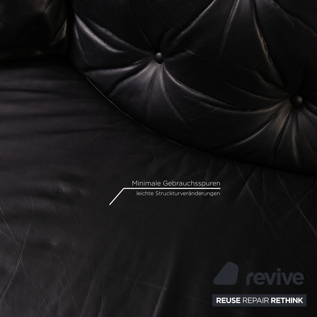 Brühl & Sippold Blanche Leder Sofa Schwarz Dreisitzer Couch