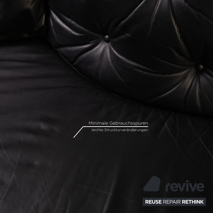 Brühl & Sippold Blanche Leder Sofa Schwarz Dreisitzer Couch