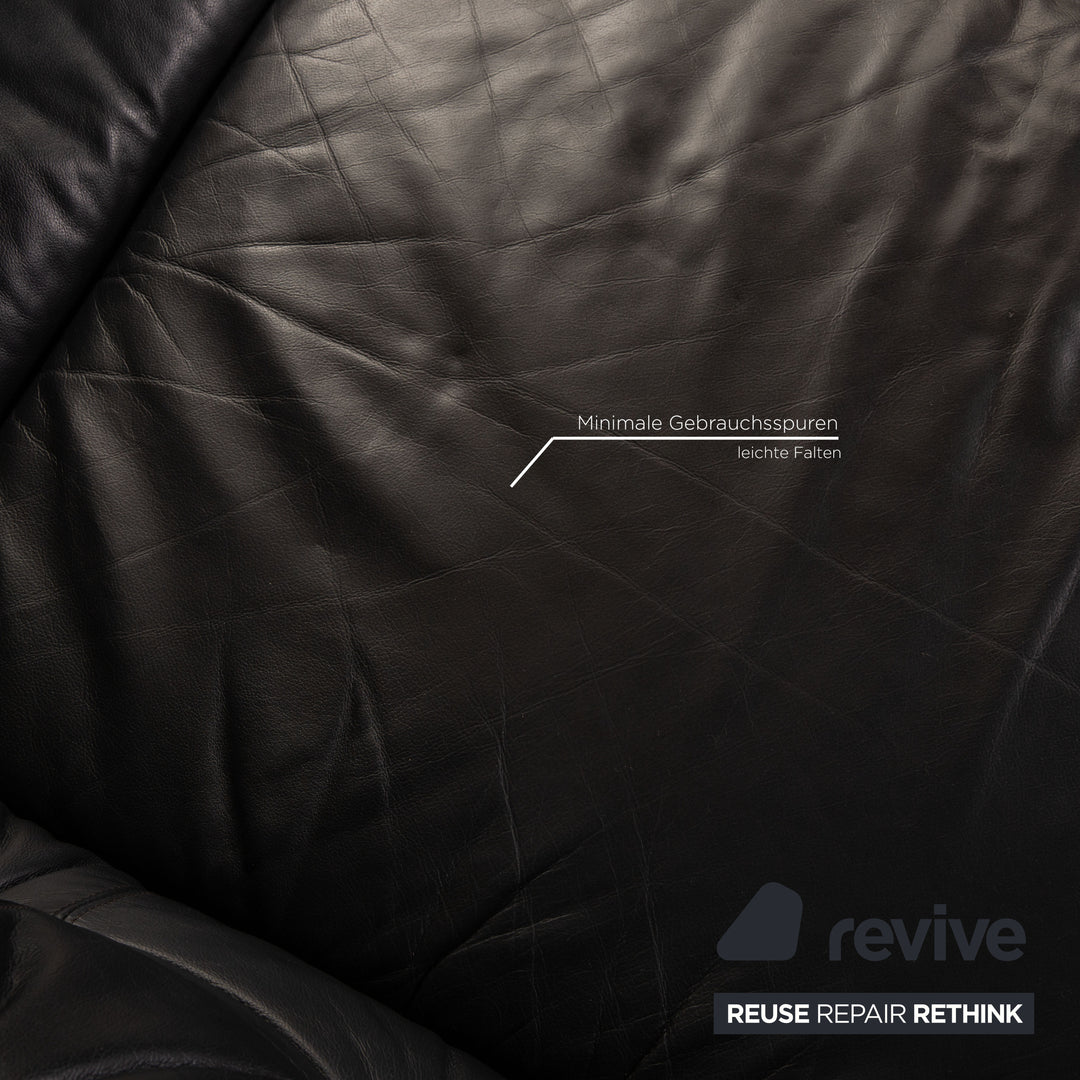 Brühl & Sippold Blanche Leder Sofa Schwarz Dreisitzer Couch