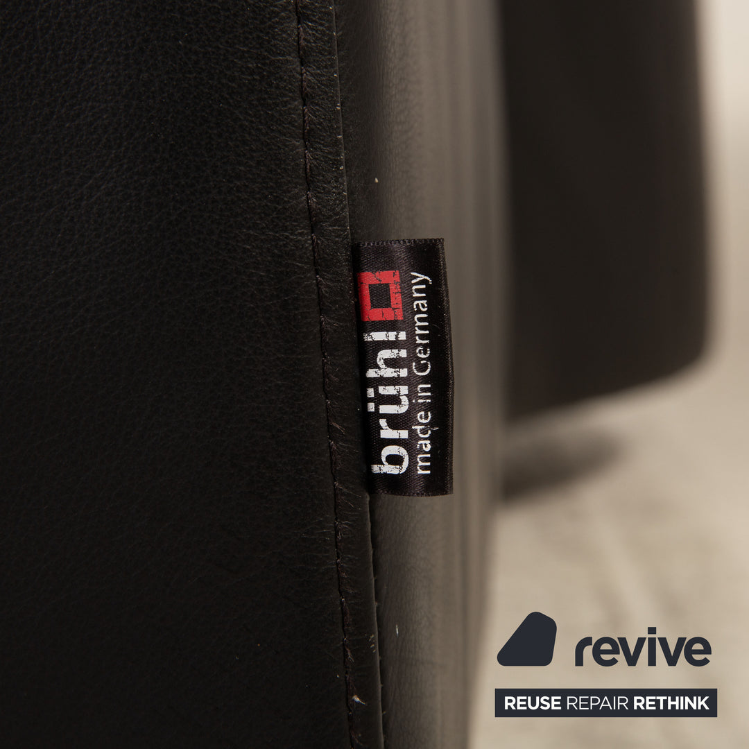 Brühl & Sippold Blanche Leder Sofa Schwarz Dreisitzer Couch