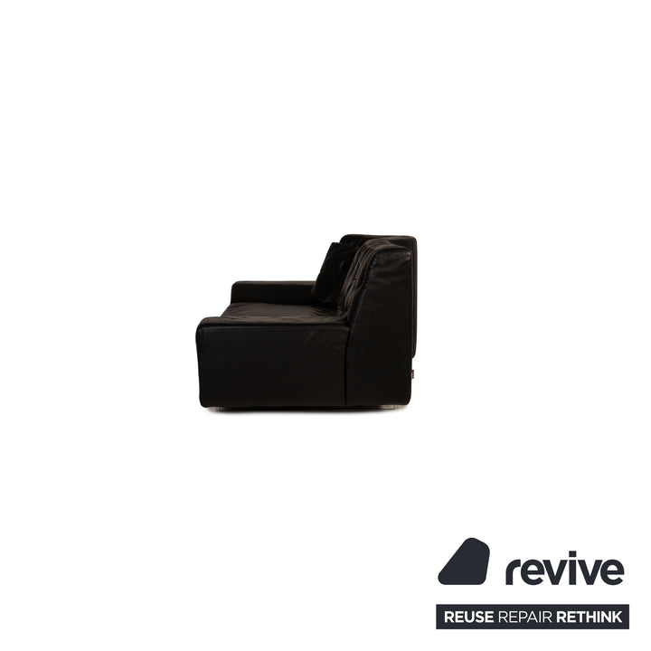 Brühl & Sippold Blanche Leder Sofa Schwarz Dreisitzer Couch