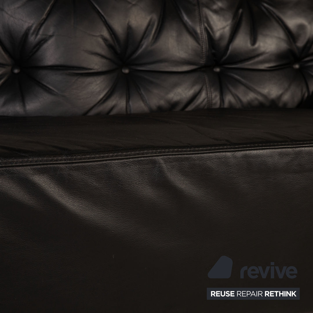 Brühl & Sippold Blanche Leder Sofa Schwarz Dreisitzer Couch