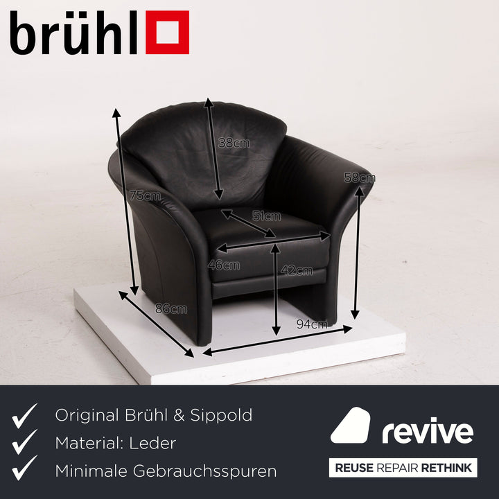 Brühl Boa Leder Sessel Schwarz #15247
