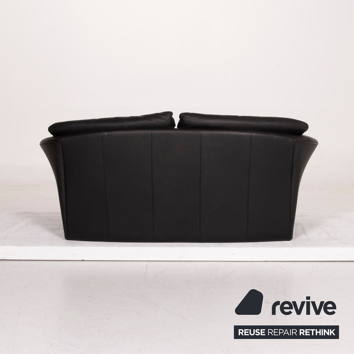 Brühl Boa Leder Sofa Garnitur Schwarz Zweisitzer Sessel #15249