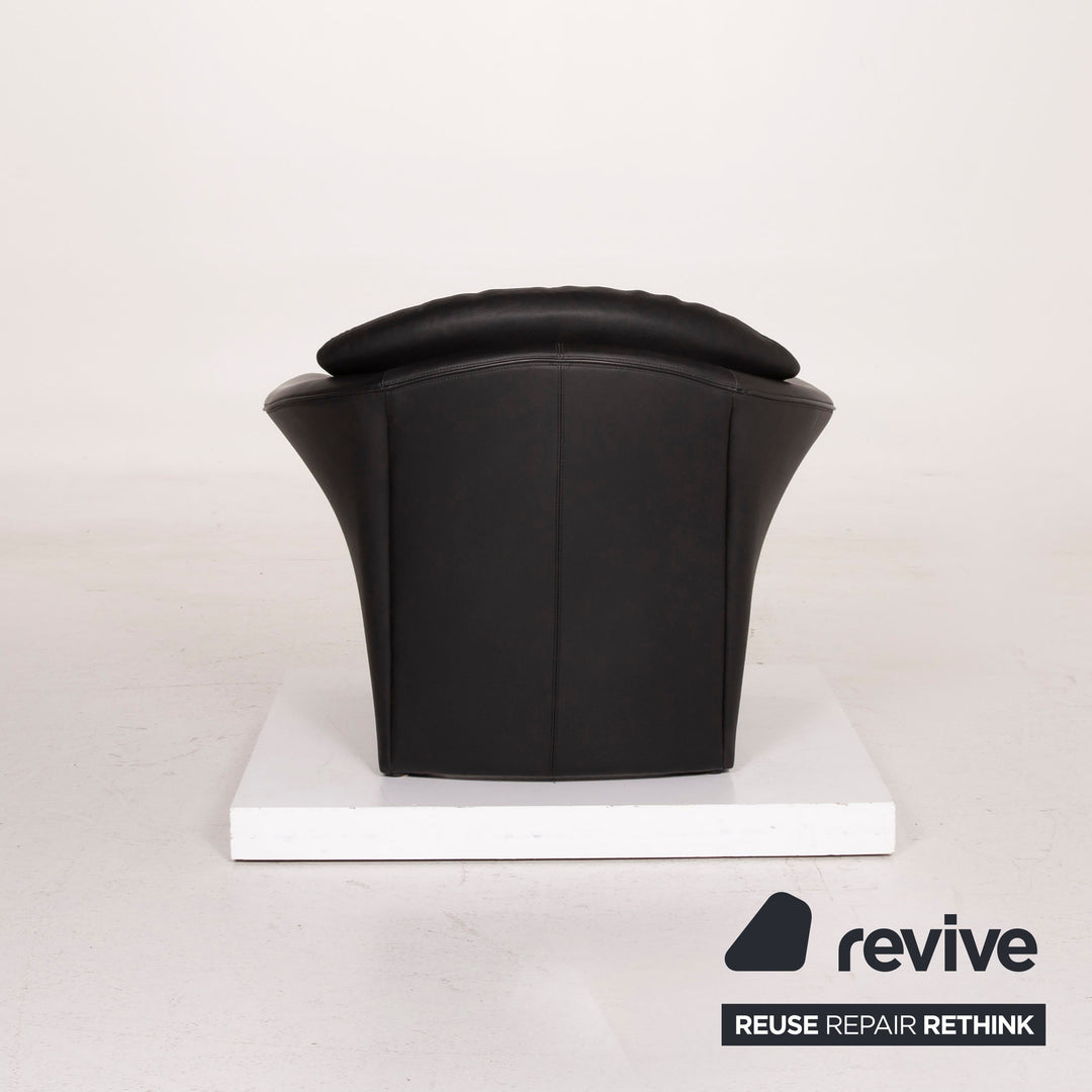 Brühl Boa Leder Sofa Garnitur Schwarz Zweisitzer Sessel #15249