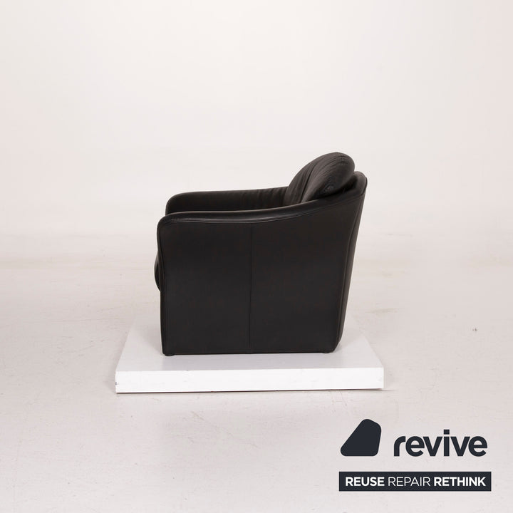 Brühl Boa Leder Sofa Garnitur Schwarz Zweisitzer Sessel #15249