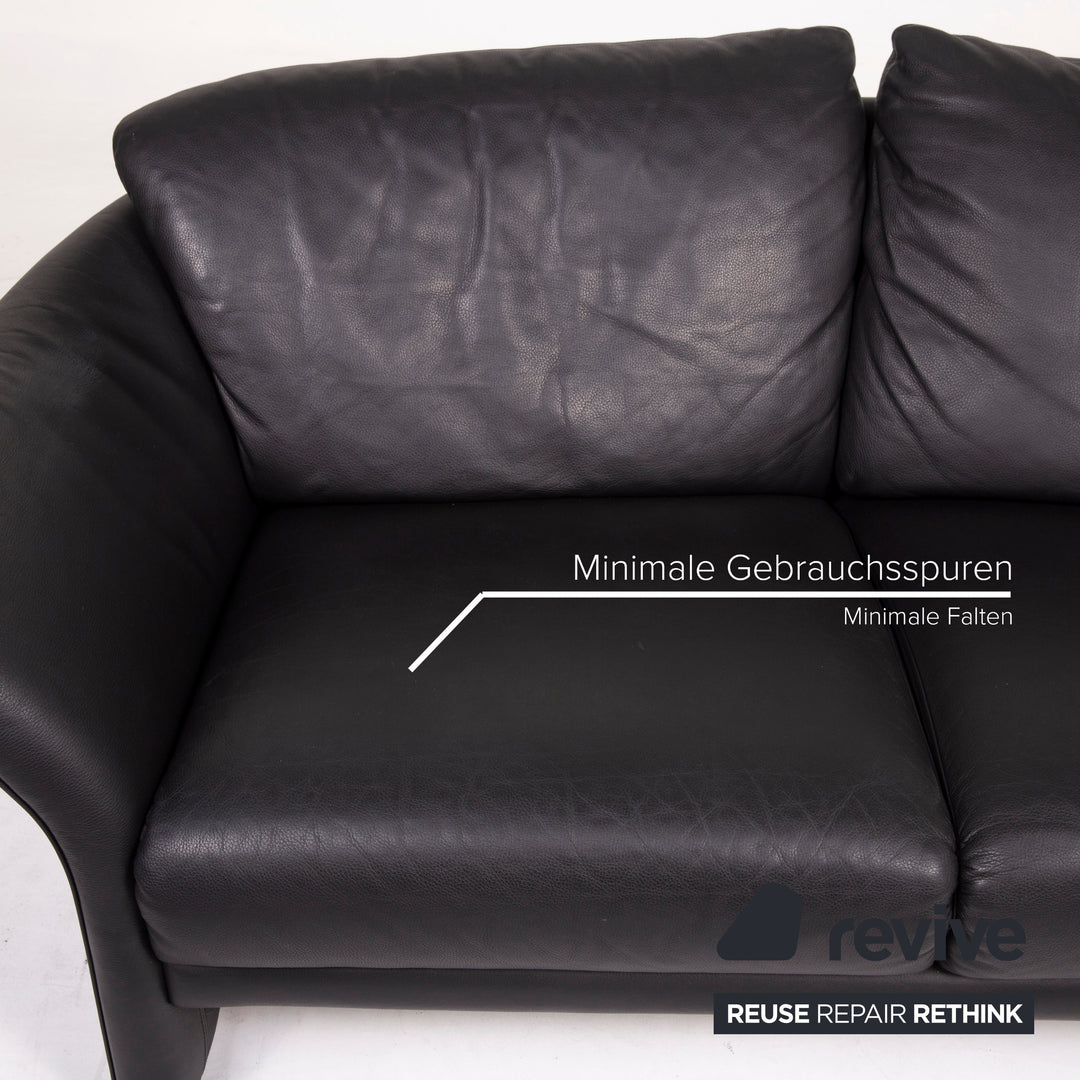 Brühl Boa Leder Sofa Schwarz Zweisitzer #14862