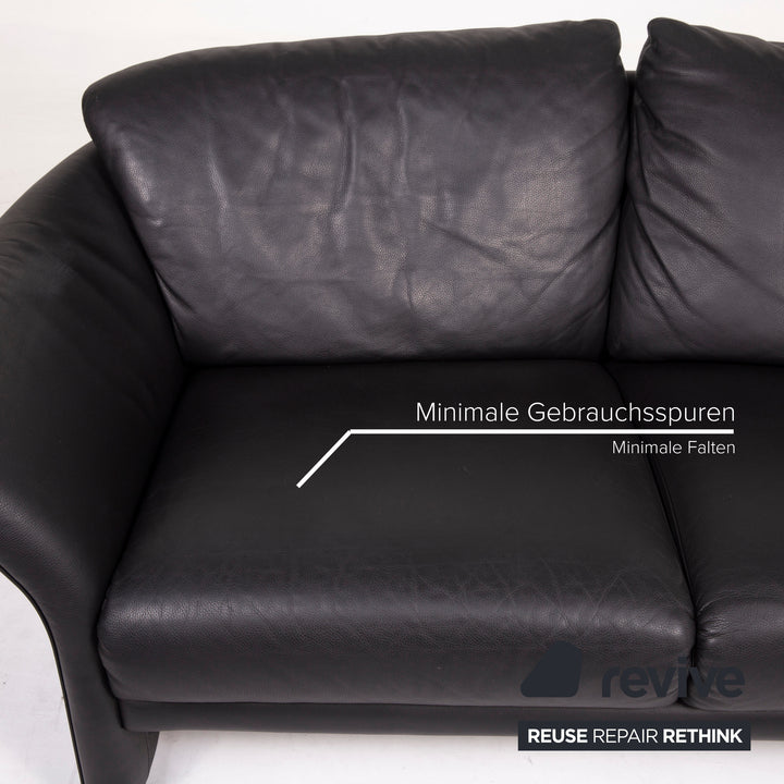 Brühl Boa Leder Sofa Schwarz Zweisitzer #14862