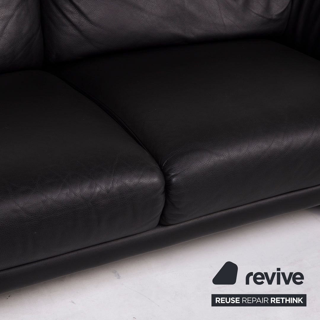 Brühl Boa Leder Sofa Schwarz Zweisitzer #14862