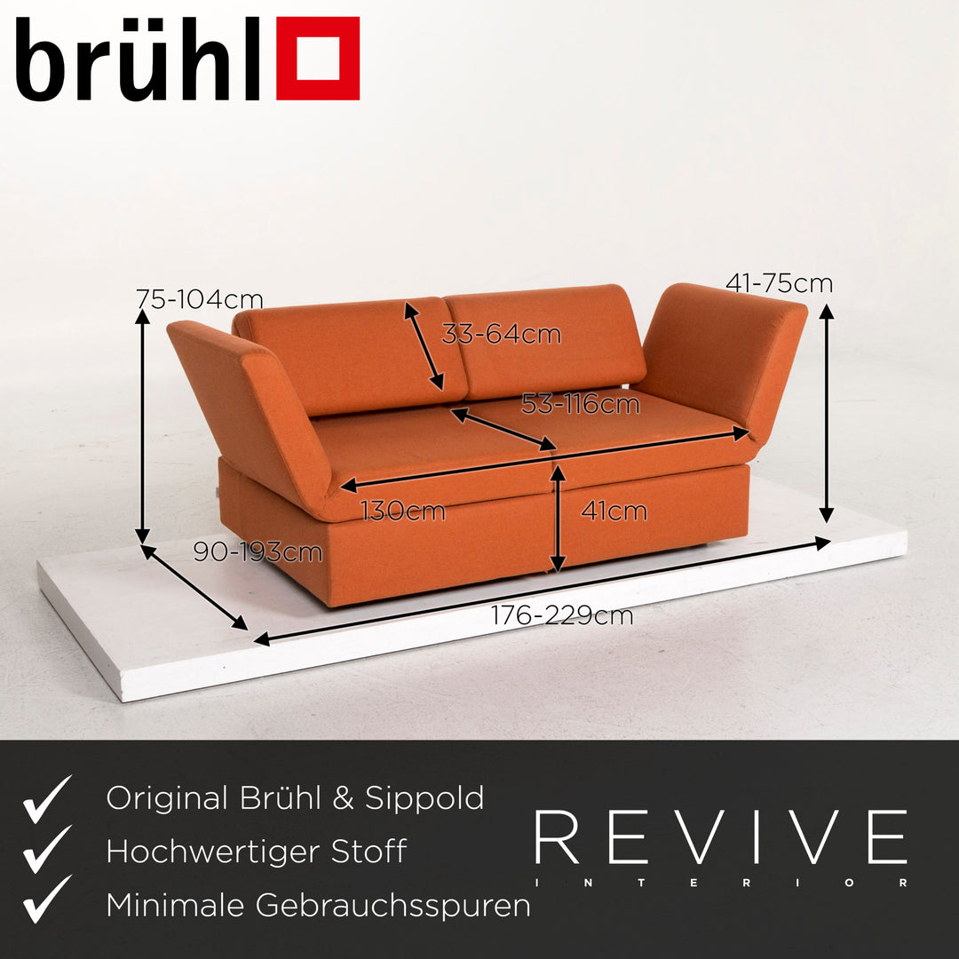 Brühl & Sippold Brühl Clip Stoff Sofa Orange Zweisitzer Funktion Relaxfunktion Variabel #12542