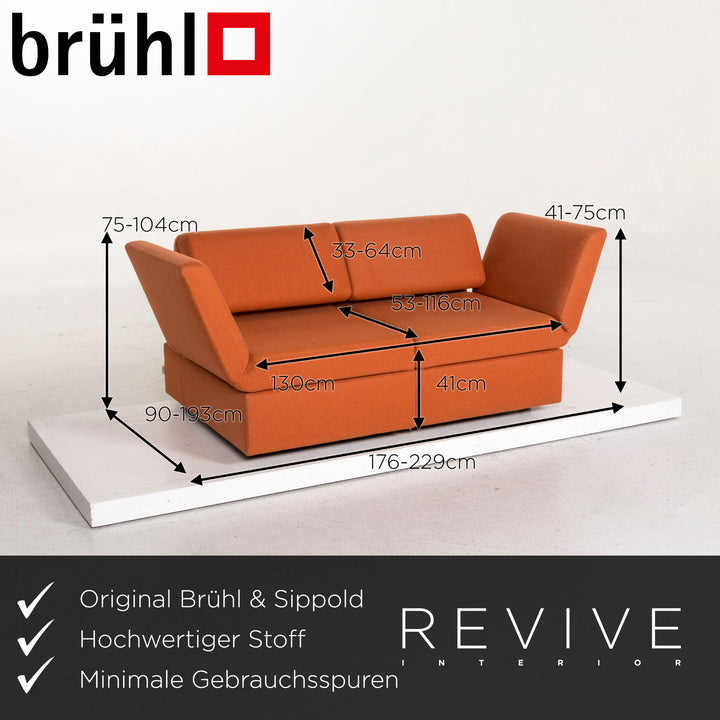 Brühl & Sippold Brühl Clip Stoff Sofa Orange Zweisitzer Funktion Relaxfunktion Variabel #12542