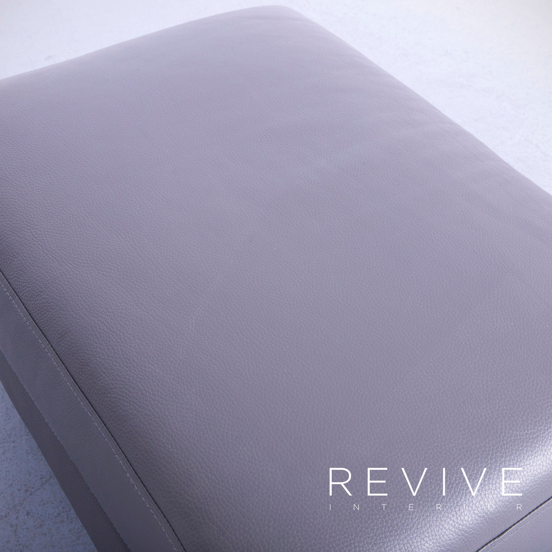 Brühl Carousel Designer Leder Hocker Grau Schemel Pouff Echtleder #4906