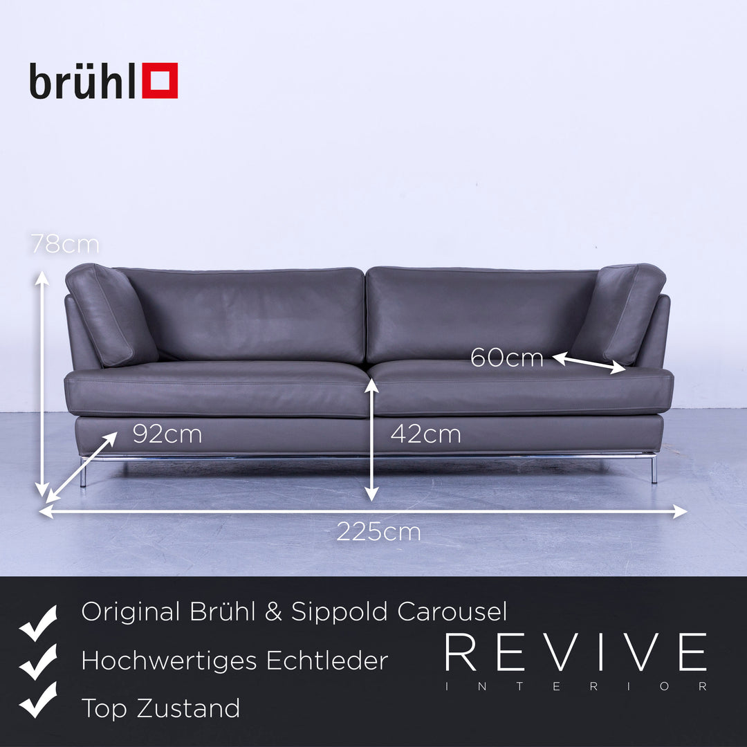 Brühl Carousel Designer Leder Sofa Garnitur, Dreisitzer, Sessel, Hocker #5447