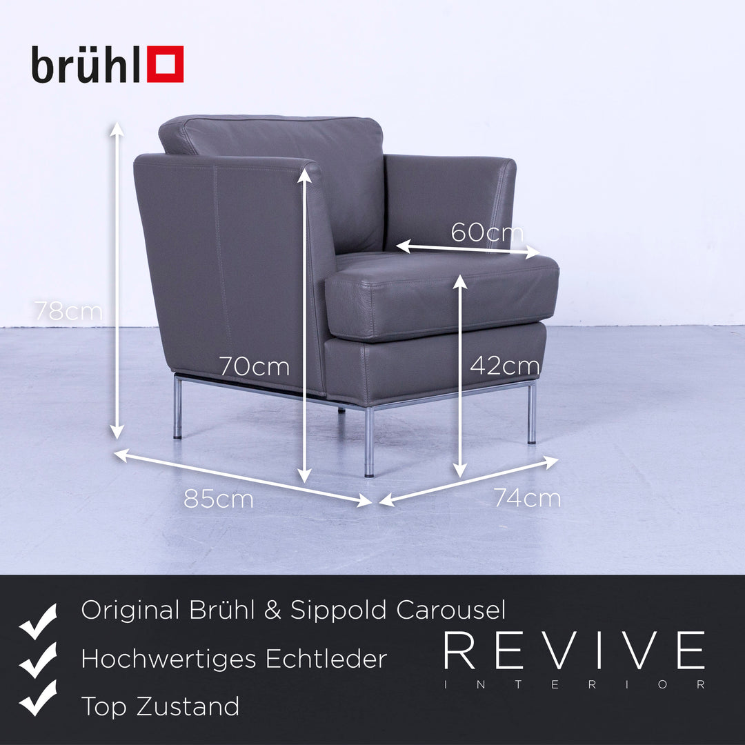 Brühl Carousel Designer Leder Sofa Garnitur, Dreisitzer, Sessel, Hocker #5447