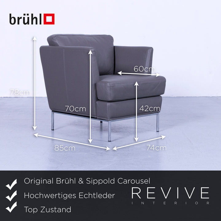 Brühl Carousel Designer Leder Sofa Garnitur, Dreisitzer, Sessel, Hocker #5447