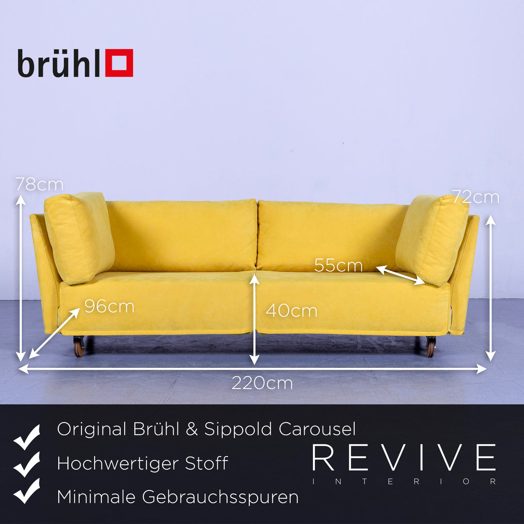 Brühl Carousel Designer Stoff Sofa Gelb Dreisitzer Couch #5273