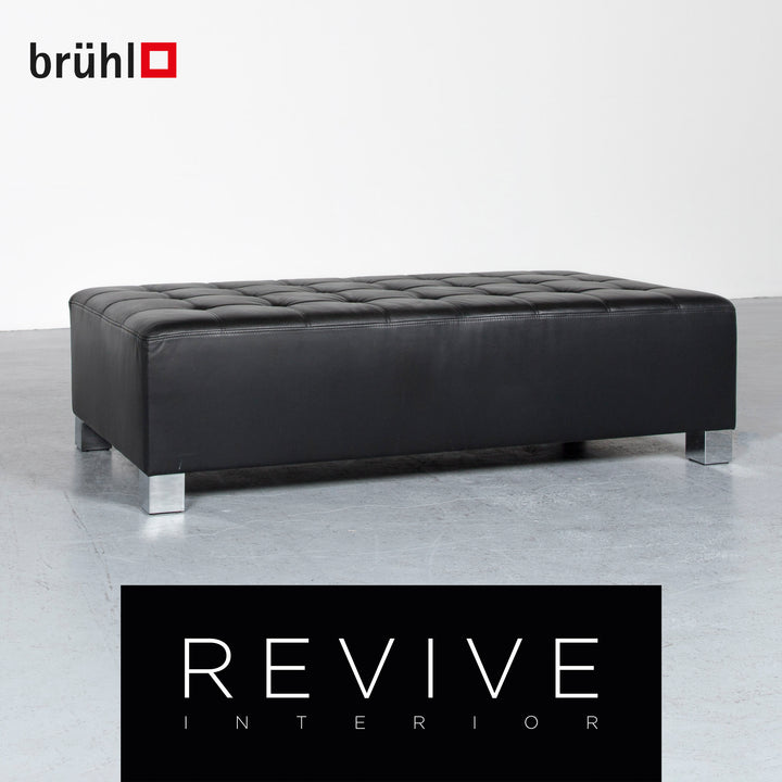 Brühl Carrée Designer Leder Hocker Schwarz Echtleder #7029