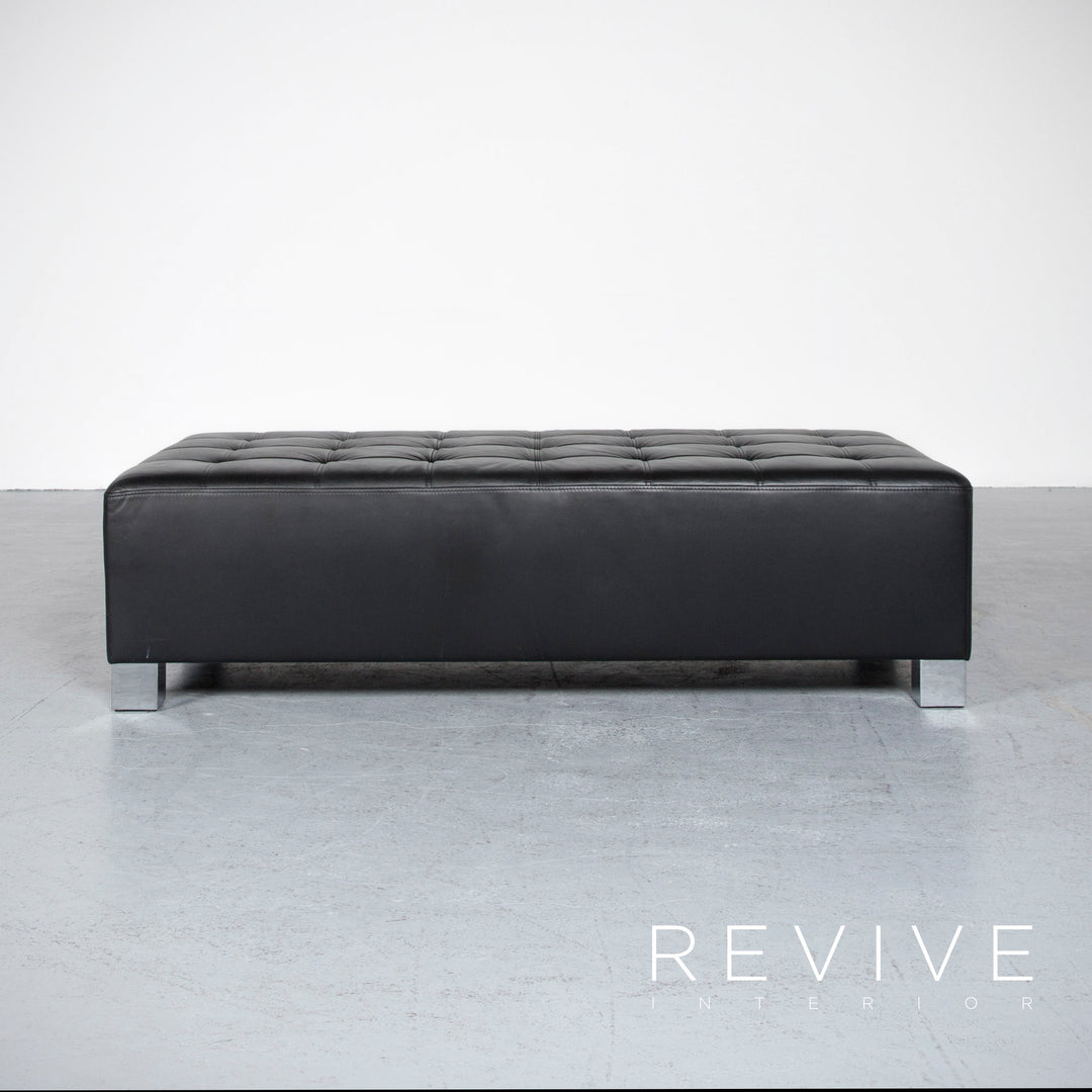 Brühl Carrée Designer Leder Sofa Hocker Garnitur Schwarz Echtleder Dreisitzer Couch #7207