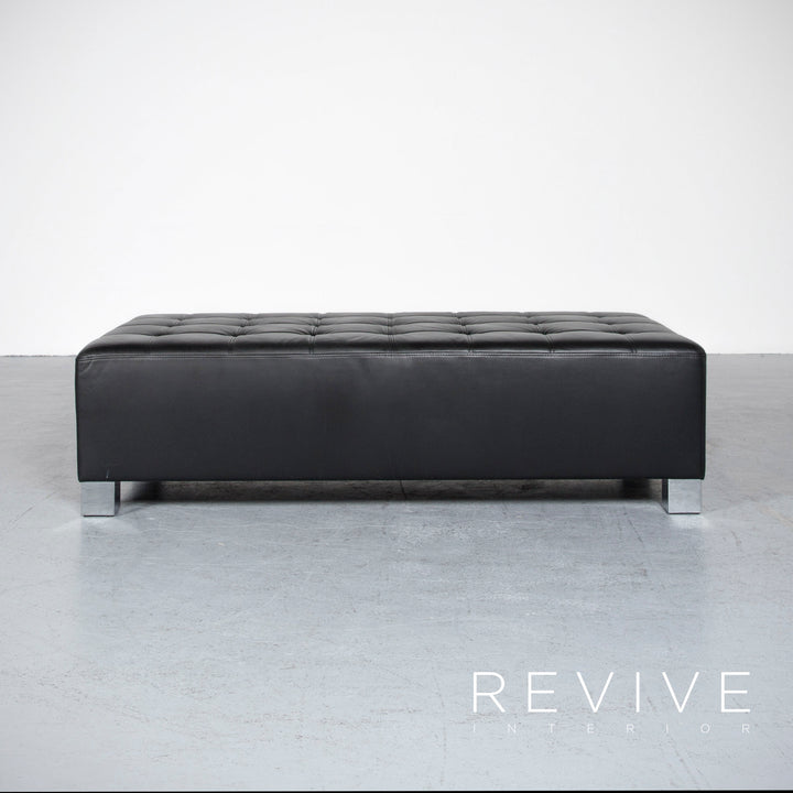 Brühl Carrée Designer Leder Hocker Schwarz Echtleder #7029