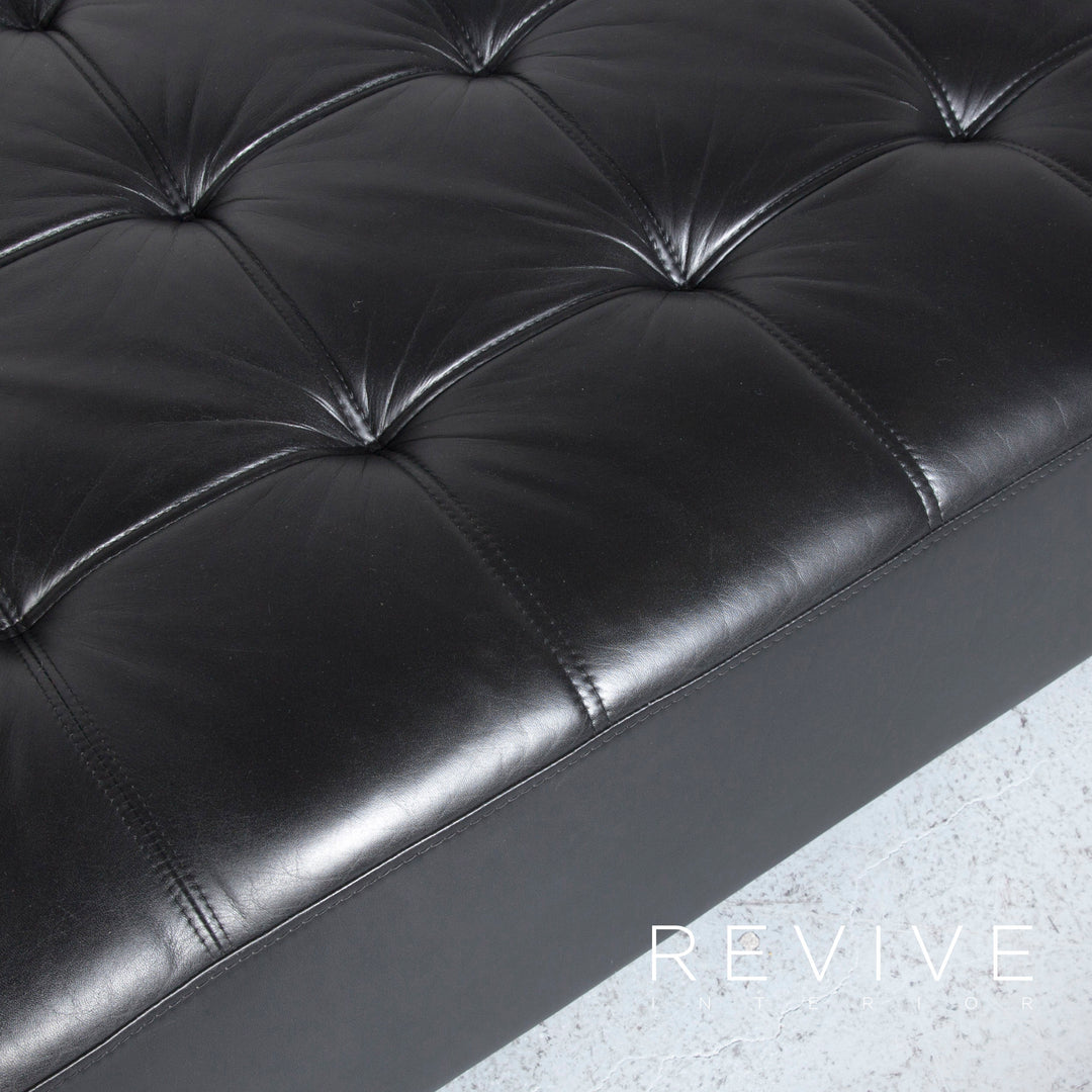 Brühl Carrée Designer Leder Sofa Hocker Garnitur Schwarz Echtleder Dreisitzer Couch #7207