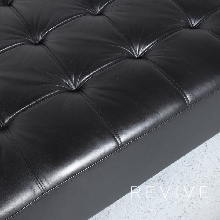 Brühl Carrée Designer Leder Hocker Schwarz Echtleder #7029