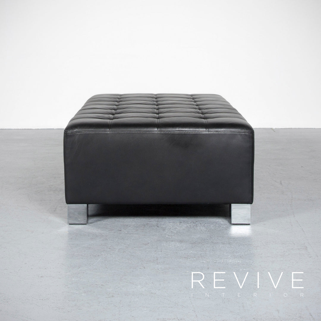 Brühl Carrée Designer Leder Sofa Hocker Garnitur Schwarz Echtleder Dreisitzer Couch #7207