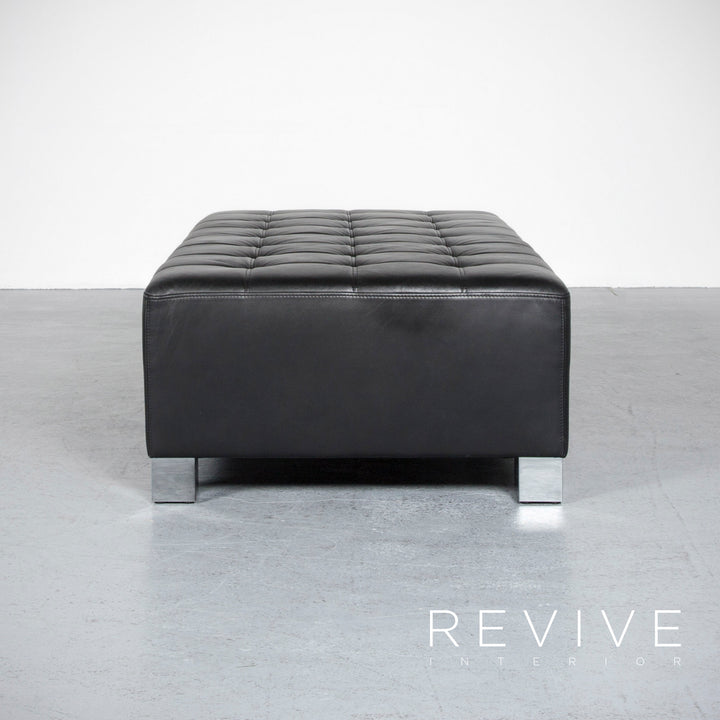 Brühl Carrée Designer Leder Sofa Hocker Garnitur Schwarz Echtleder Dreisitzer Couch #7207