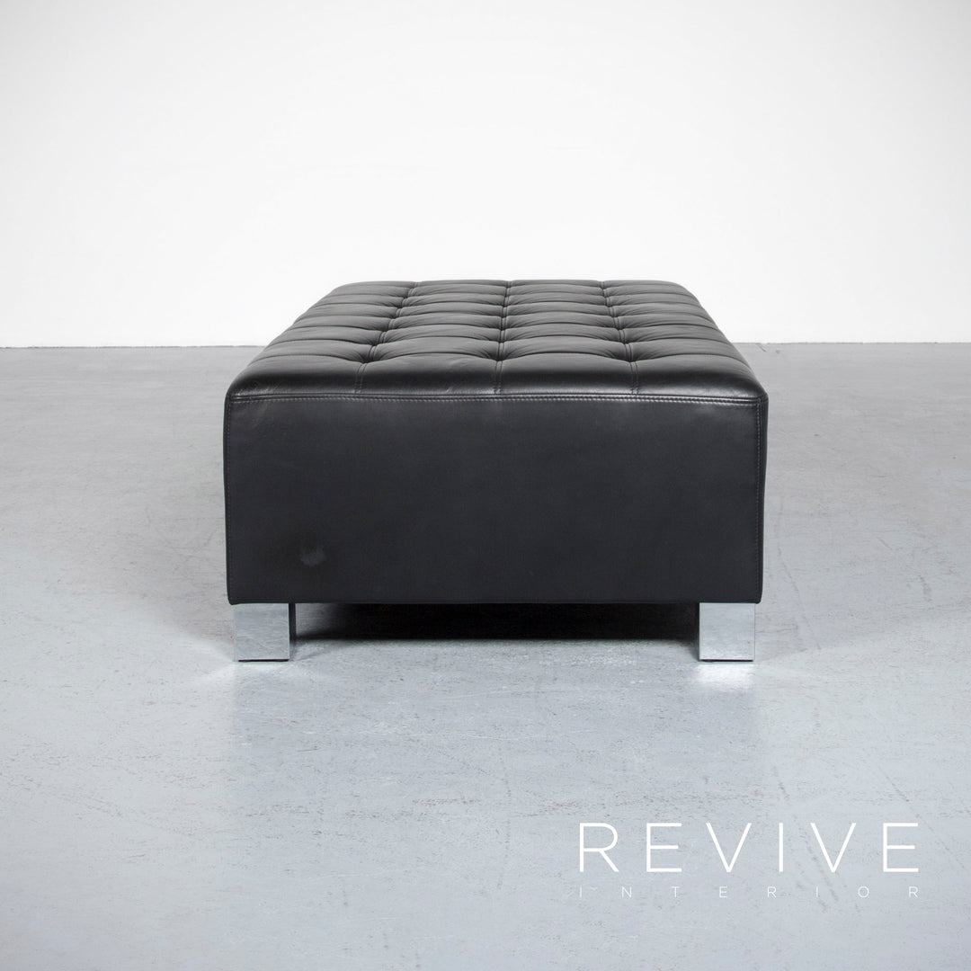 Brühl Carrée Designer Leder Hocker Schwarz Echtleder #7029