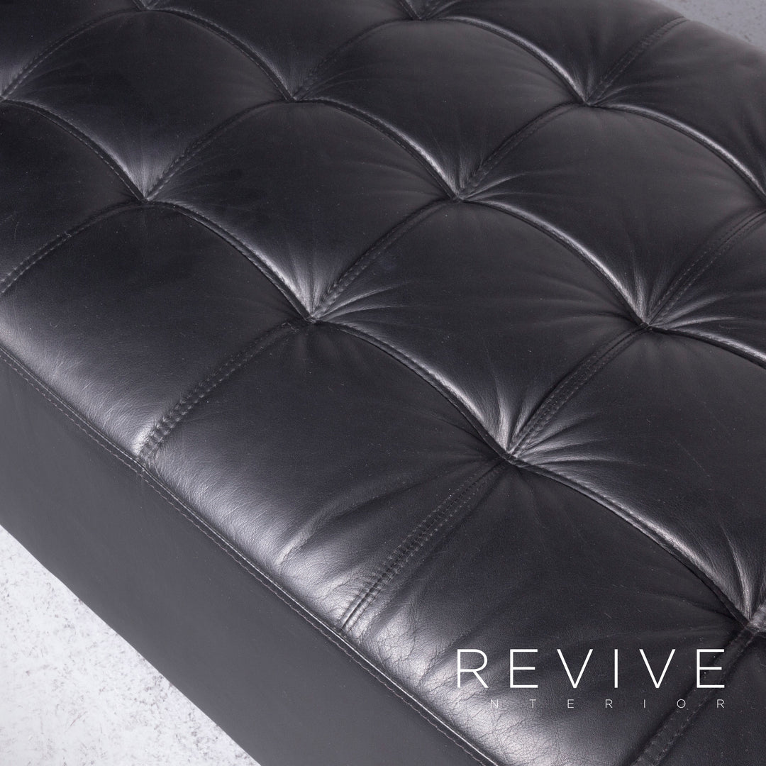 Brühl Carrée Designer Leder Hocker Schwarz Echtleder #7141