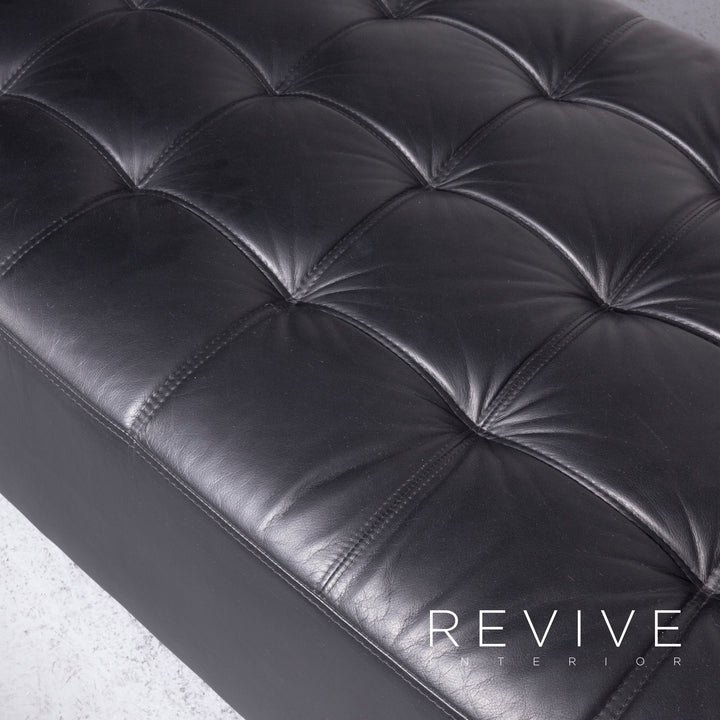 Brühl Carrée Designer Leder Hocker Schwarz Echtleder #7141