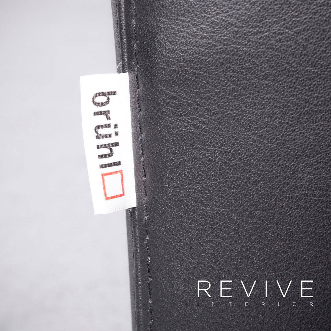 Brühl Carrée Designer Leder Hocker Schwarz Echtleder #7141