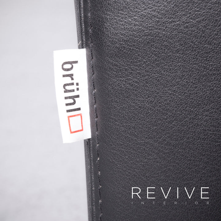 Brühl Carrée Designer Leder Hocker Schwarz Echtleder #7141