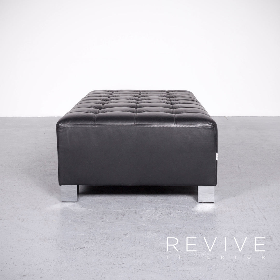 Brühl Carrée Designer Leder Hocker Schwarz Echtleder #7141