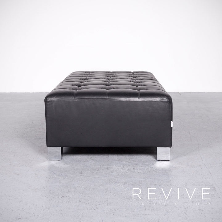 Brühl Carrée Designer Leder Hocker Schwarz Echtleder #7141