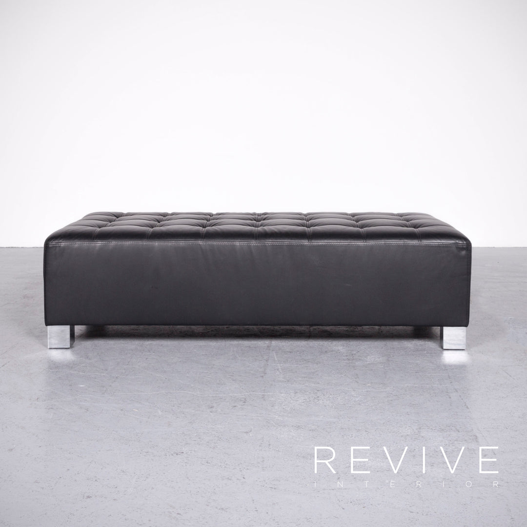 Brühl Carrée Designer Leder Hocker Schwarz Echtleder #7141