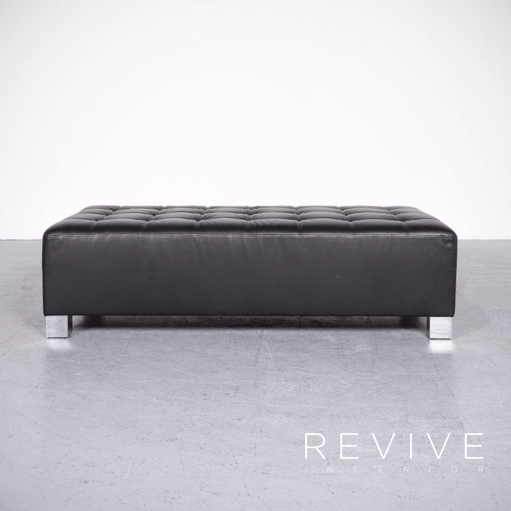 Brühl Carrée Designer Leder Hocker Schwarz Echtleder #7141