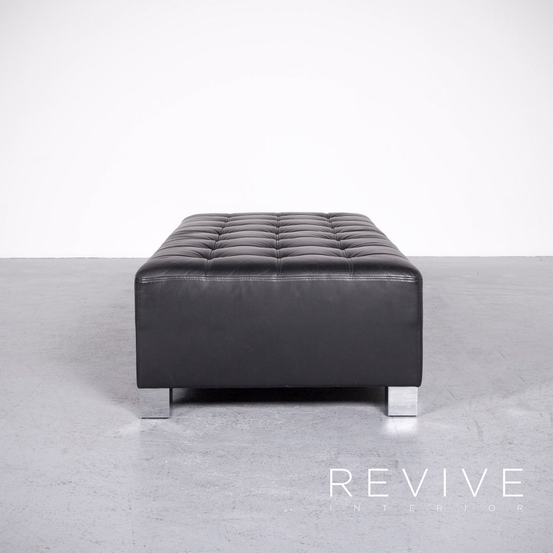 Brühl Carrée Designer Leder Hocker Schwarz Echtleder #7141