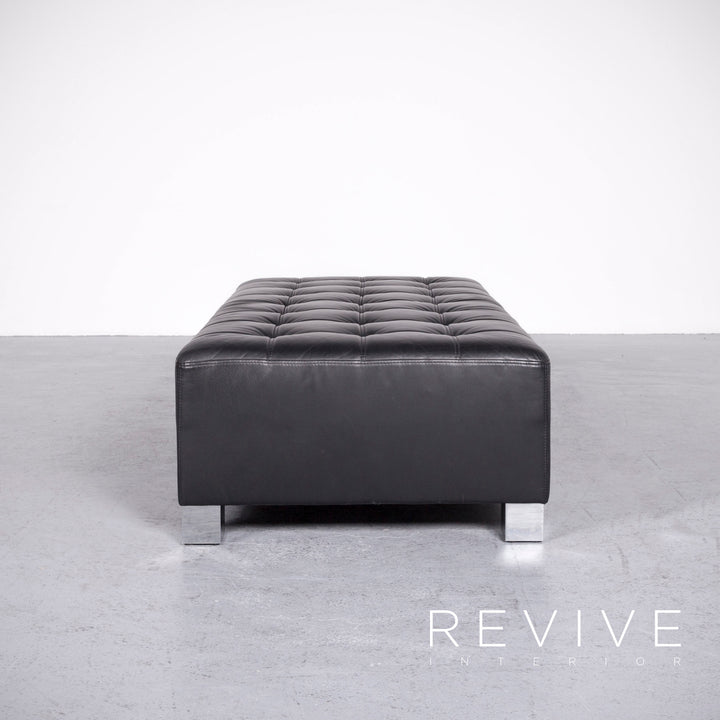 Brühl Carrée Designer Leder Hocker Schwarz Echtleder #7141