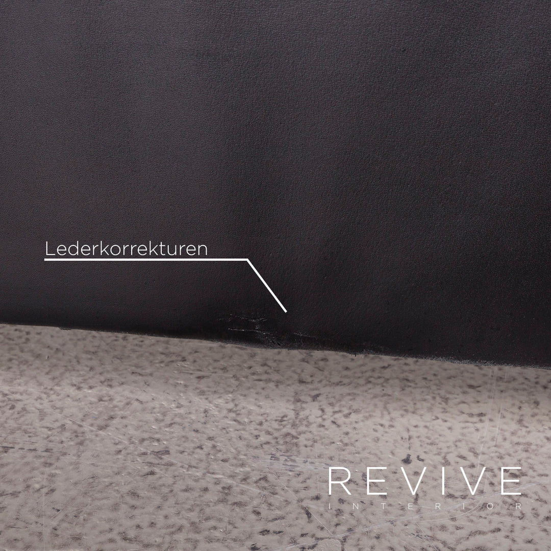 Brühl Carrée Designer Leder Sofa Schwarz Echtleder Dreisitzer Couch #7028