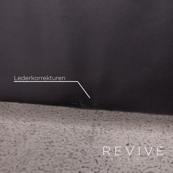 Brühl Carrée Designer Leder Sofa Schwarz Echtleder Dreisitzer Couch #7028