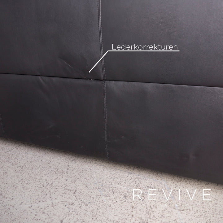Brühl Carrée Designer Leder Sofa Schwarz Echtleder Dreisitzer Couch #7028